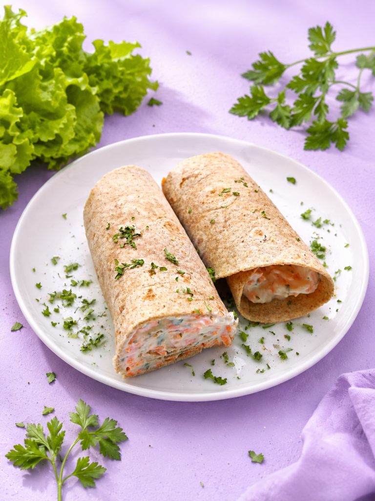 Karotten, Gemüse, Wraps, Vollkorn, Abendessen, Frischkäse, Petersilie - Rezepte Dr. Marianne Thuy
