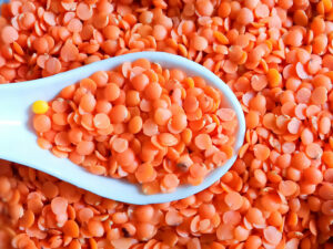 Rote LInsen- Linsen-Curry-Risotto mit Shrimps